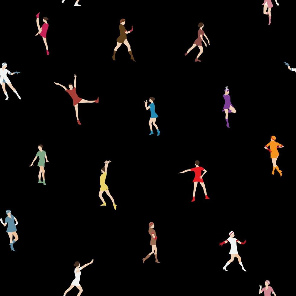 silhuett av en dansande kvinnas sömlösa mönsterbakgrundsvektorillustration vektor