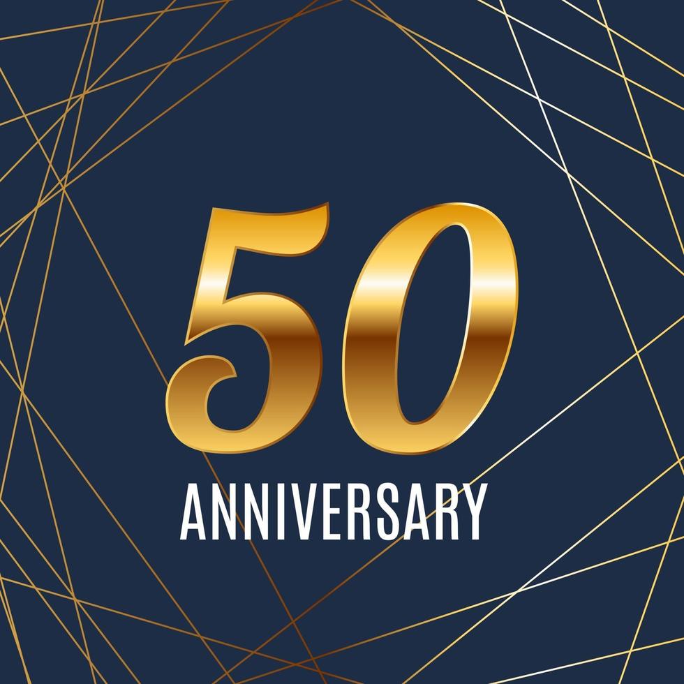 50 Jubiläums-Emblem-Vorlagendesign mit goldenem Zahlenplakathintergrund feiern. Vektor-Illustration vektor