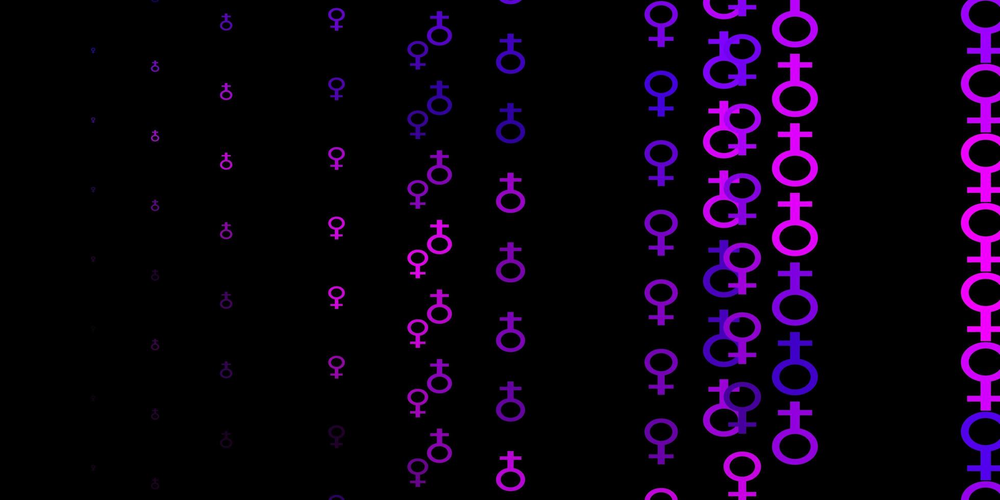 mörk lila, rosa vektor mönster med feminism element.