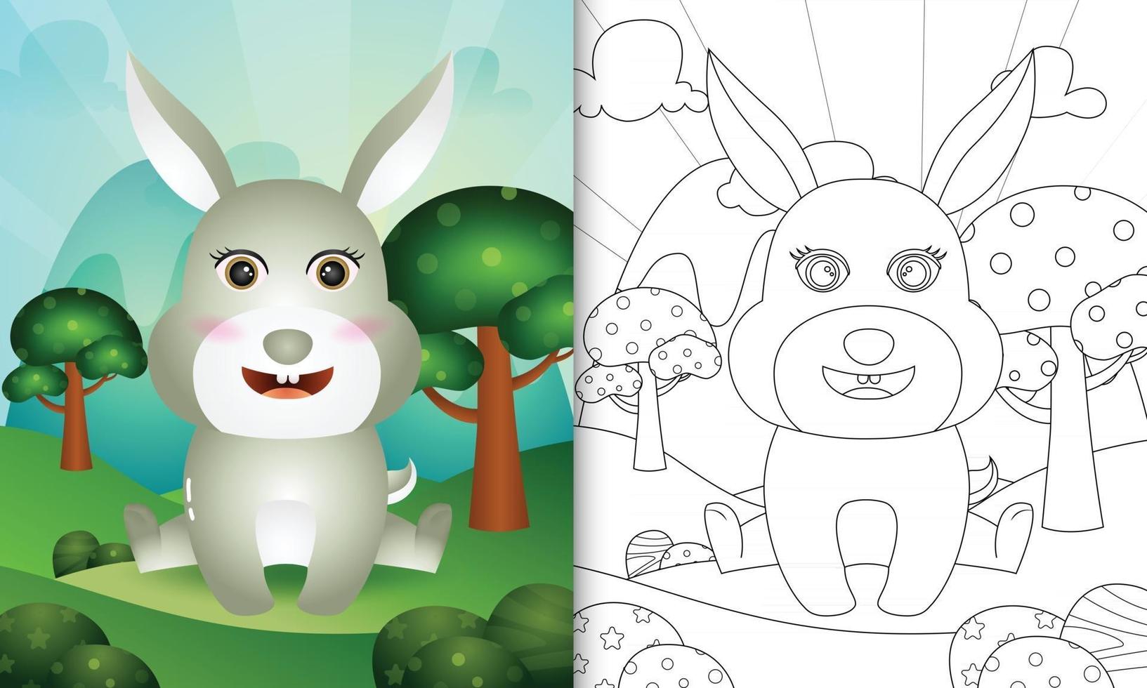 målarbok för barn med en söt kaninkaraktärsillustration vektor
