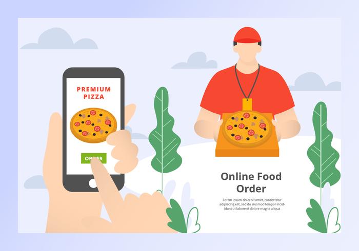 Online Food Order Webbanner Vector