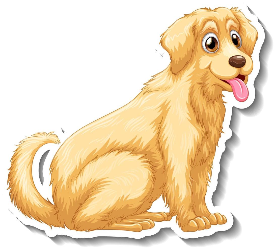 Aufkleberdesign mit Golden Retriever Hund isoliert vektor