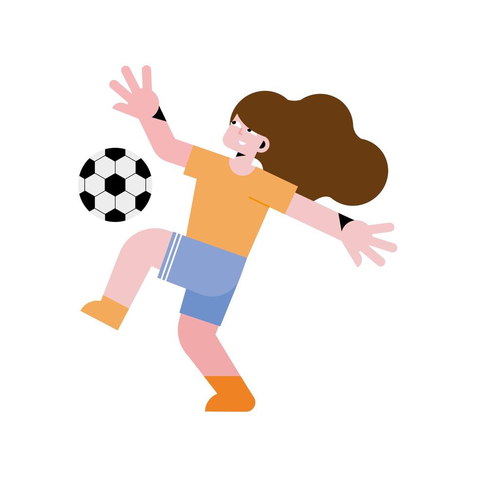 flicka som spelar fotboll vektor