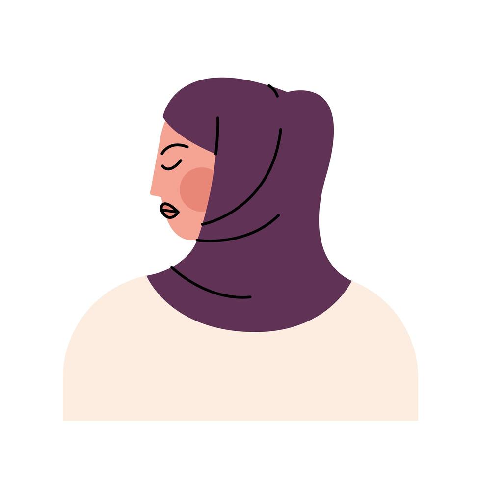 muslimsk ung kvinna avatar karaktär ikon vektor
