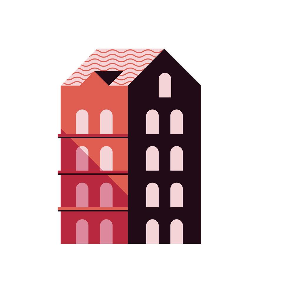 bygga röd färg minimal stad ikon vektor