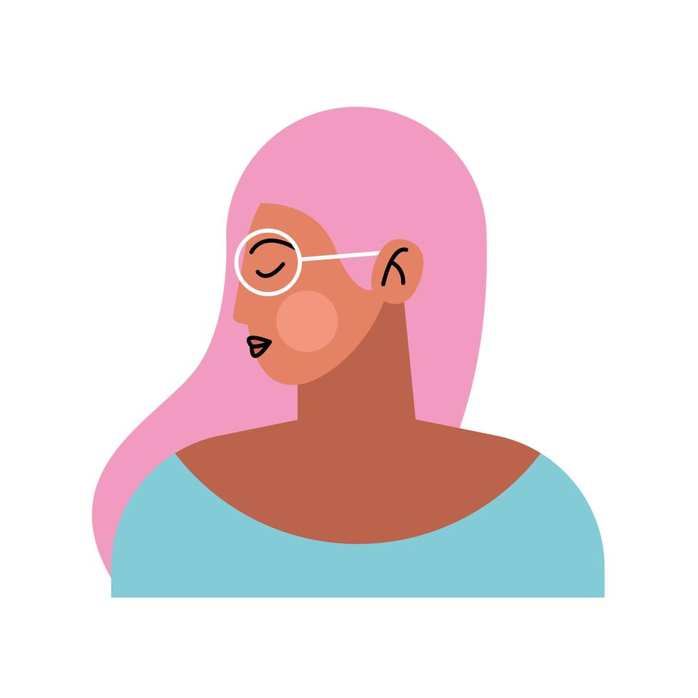 junge Frau mit Sonnenbrille Charakter vektor