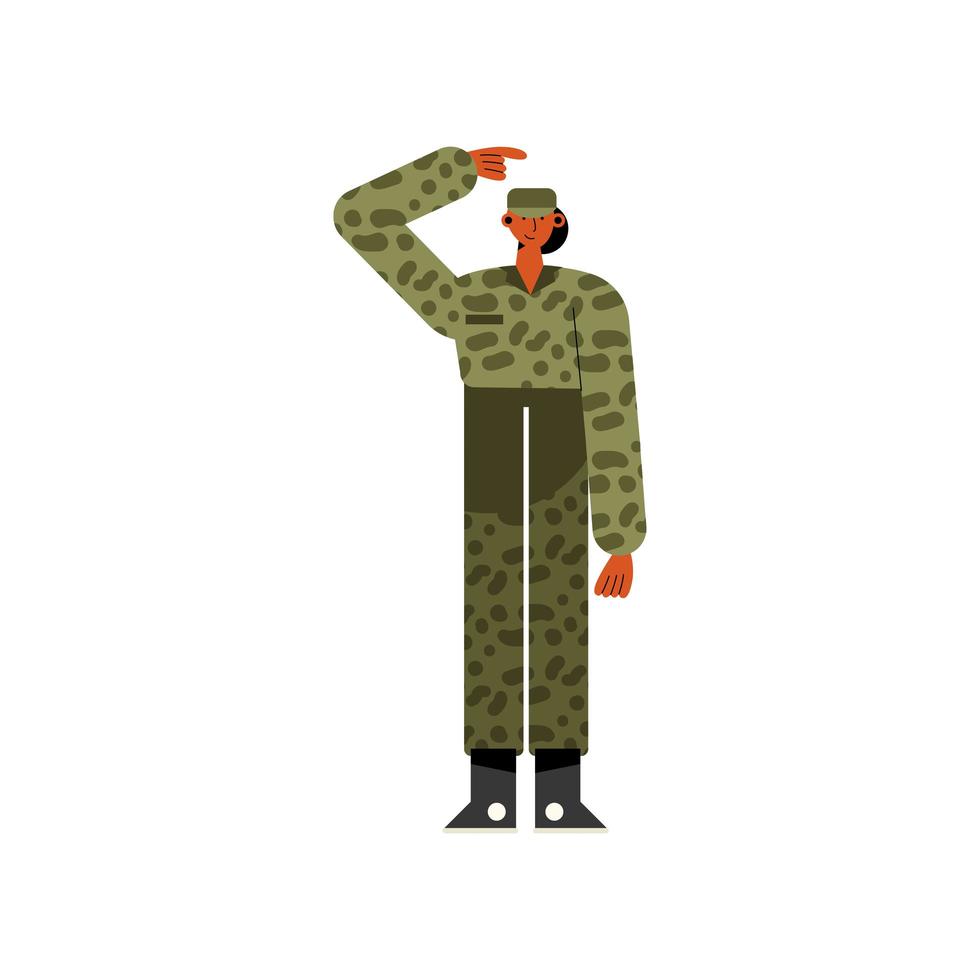 ung kvinna soldat avatar karaktär vektor