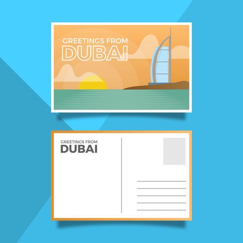 Flacher Dubai-Markstein Burj Al Arab Jumeirah Postcard Vector Illustration