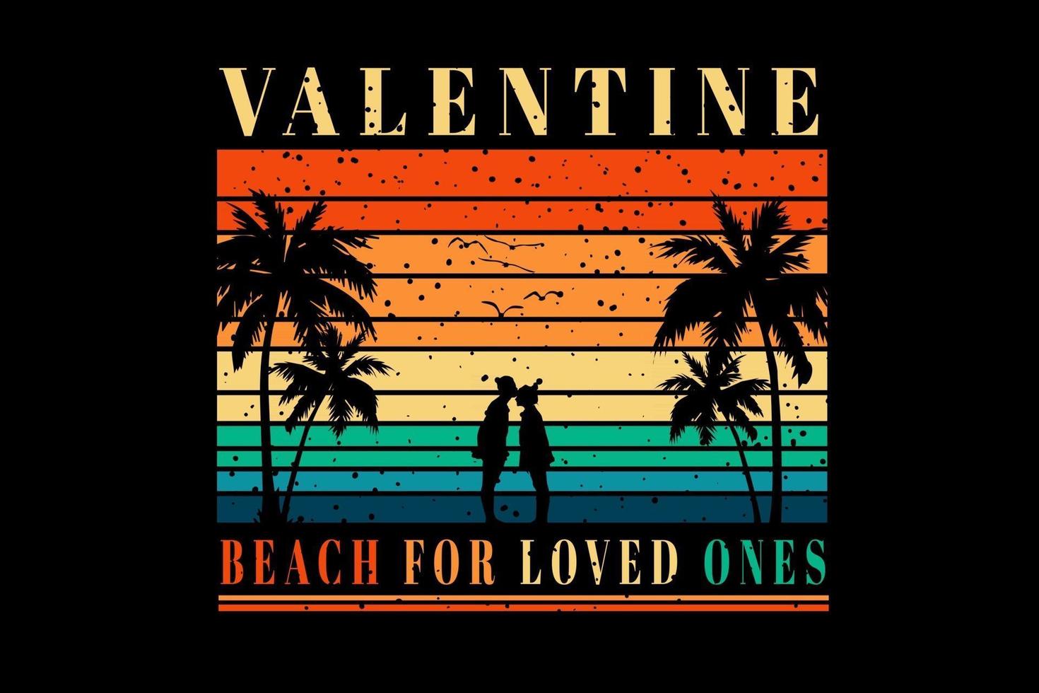 t-shirt romantiskt par i strandtittel valentine beach för nära och kära vektor