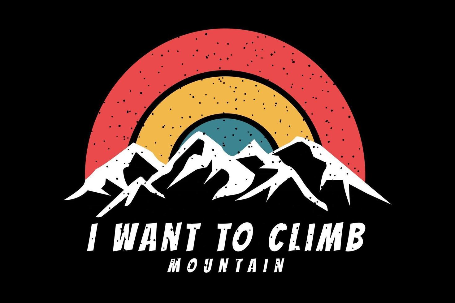 t-shirt siluett jag vill klättra berg retro vektor