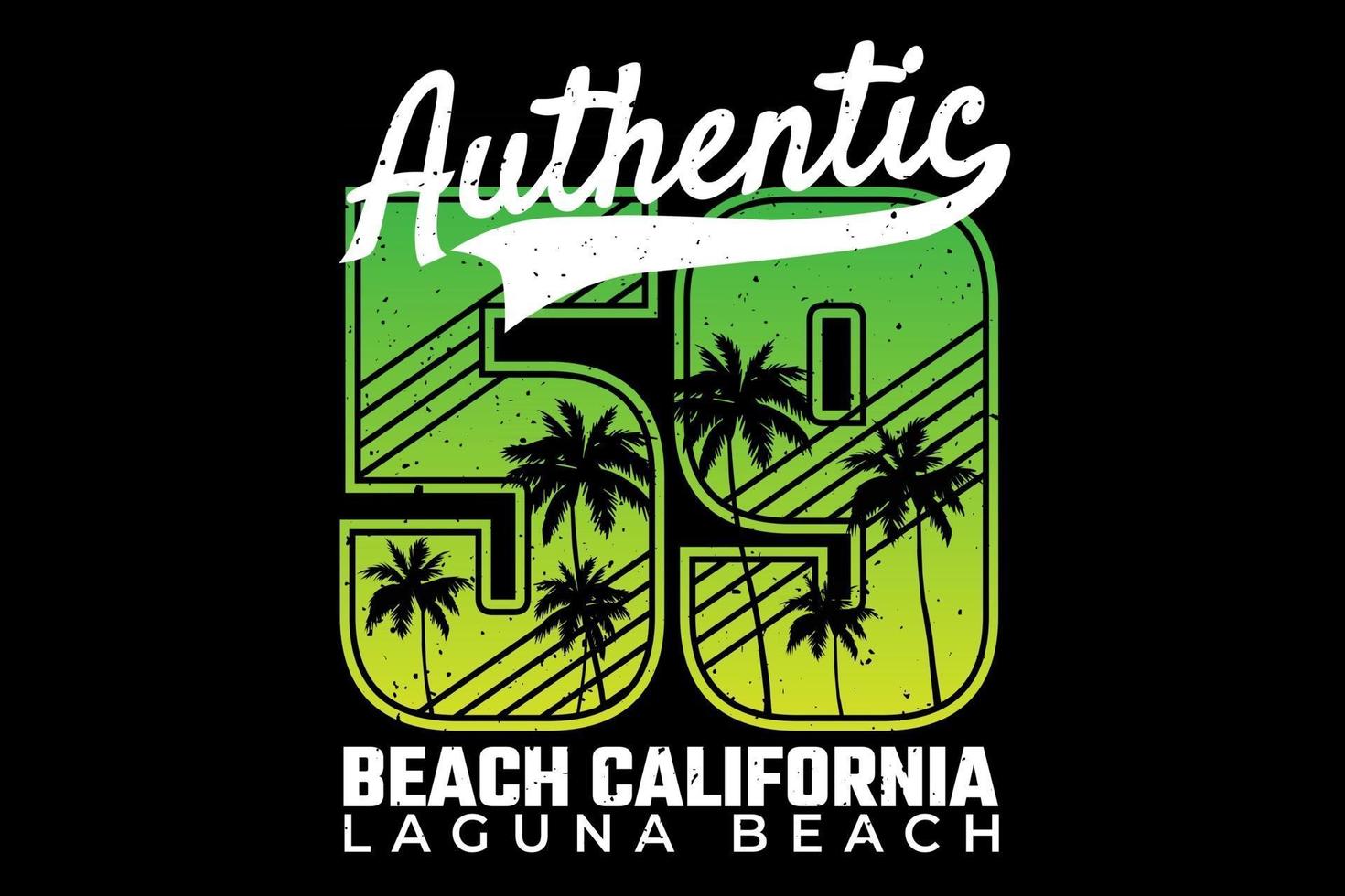 T-Shirt Typografie Strand Sonnenuntergang authentisches Kalifornien vektor