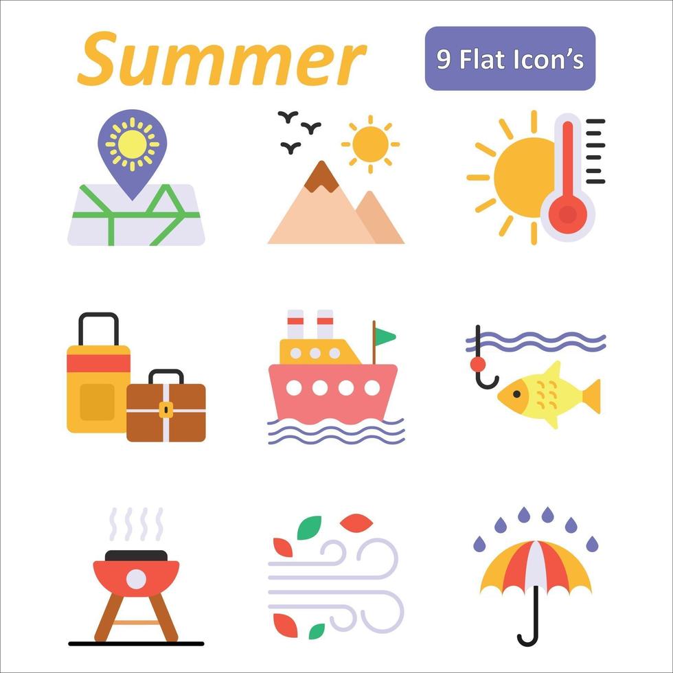 Sommer flache Icons Set vektor