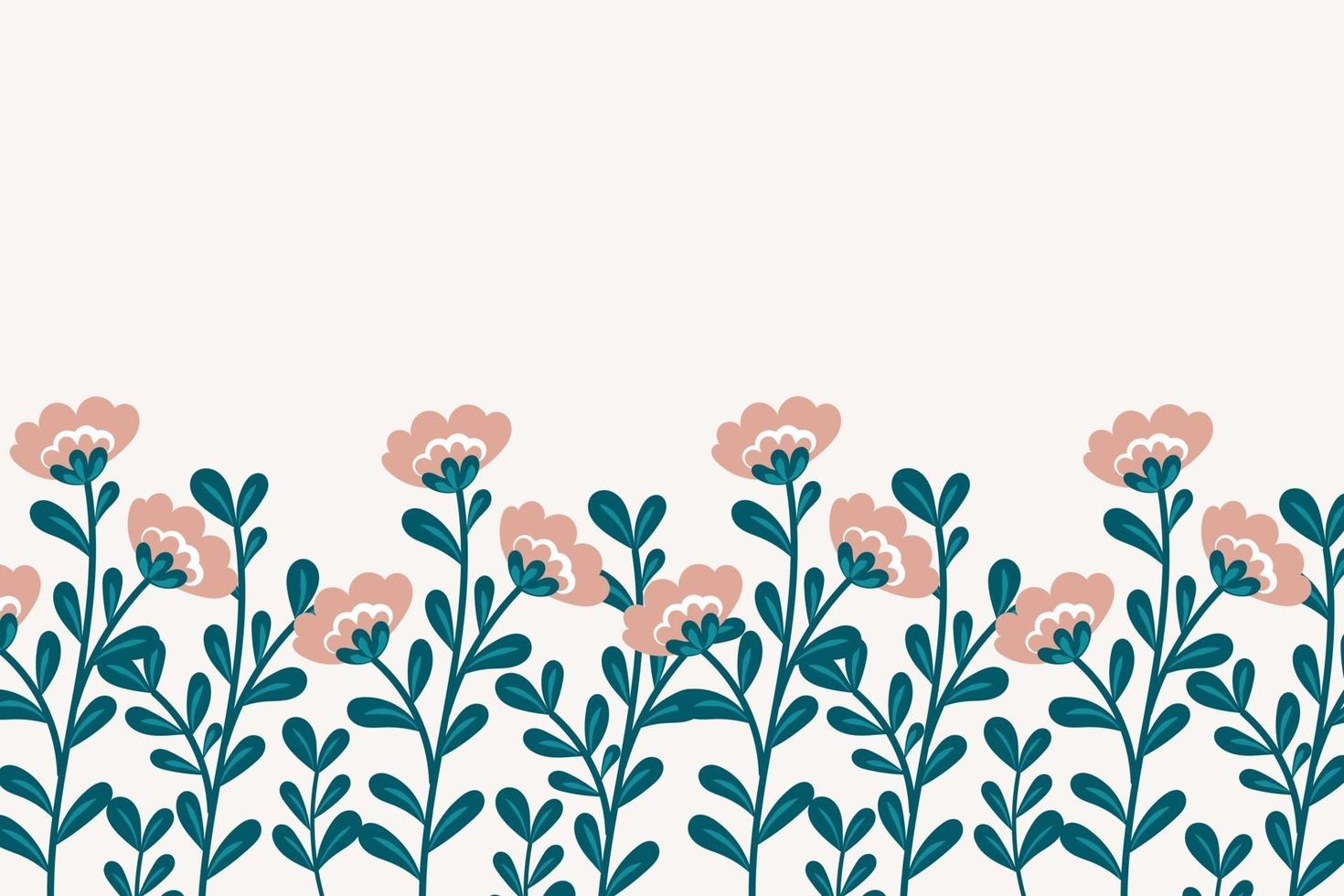 trendiger botanischer Hintergrund mit Blumen und grünen Blättern. Blumenbanner-Vorlage. vektor