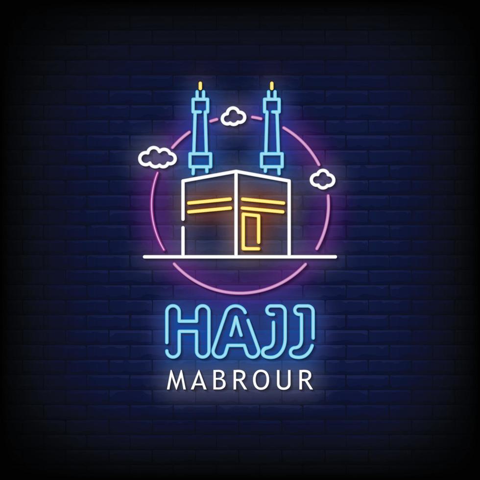 hajj mabrour neonskyltar stil textvektor vektor