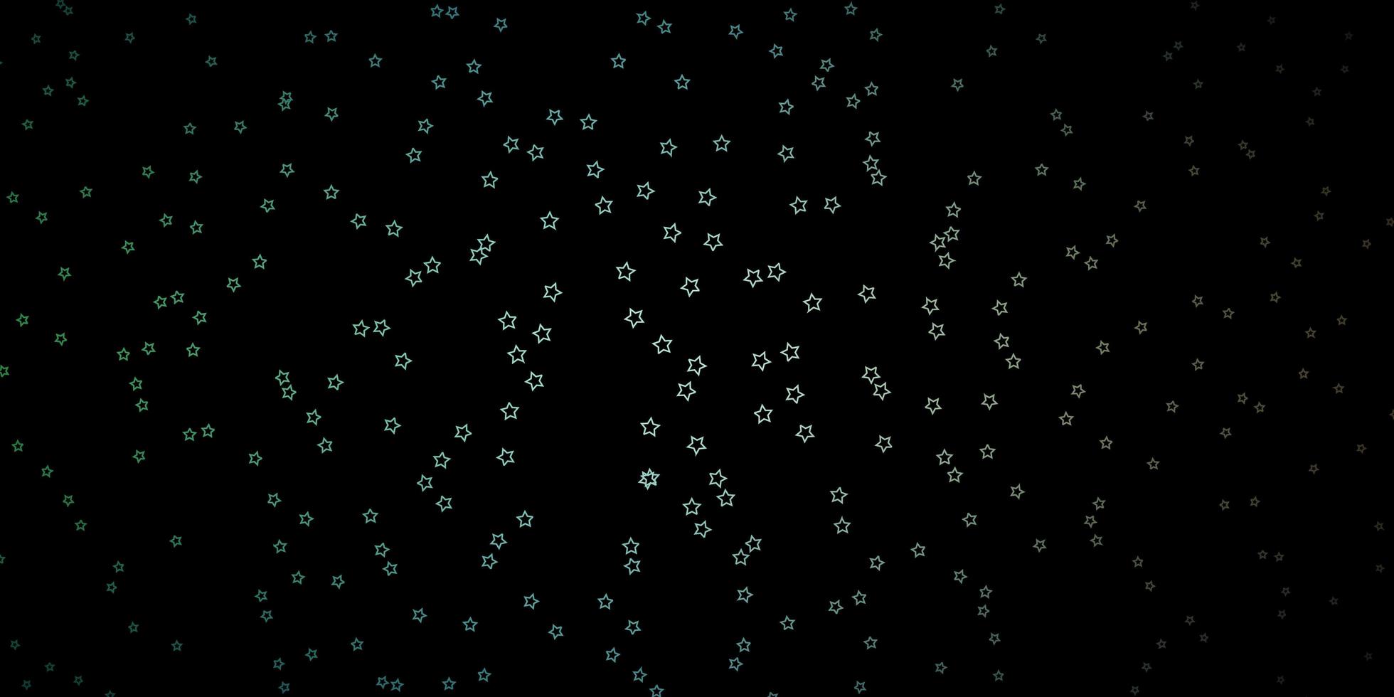 dunkelblaue, grüne Vektorvorlage mit Neonsternen. leuchtende bunte Illustration mit kleinen und großen Sternen. Muster für Neujahrsanzeige, Broschüren. vektor