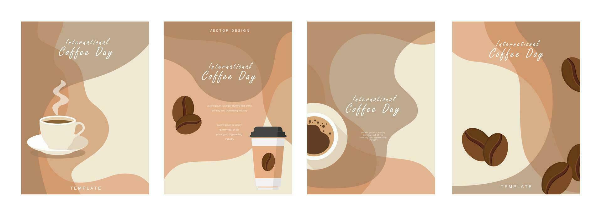 einstellen von International Kaffee Tag Banner, 1 Oktober Urlaub. geometrisch einfach minimalistisch horizontal Gruß eben Stil zum Banner, Poster, Hintergrund. Vektor Illustration.