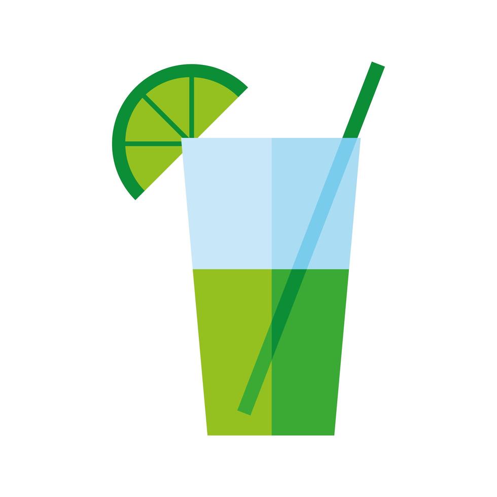 tropisk cocktail med citron platt stilikon vektor