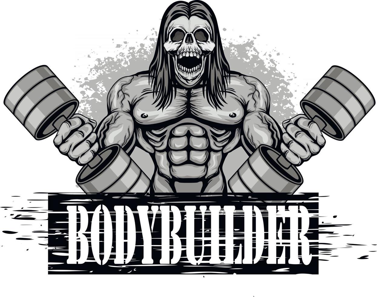 motivierendes T-Shirt-Design mit Bodybuilder vektor