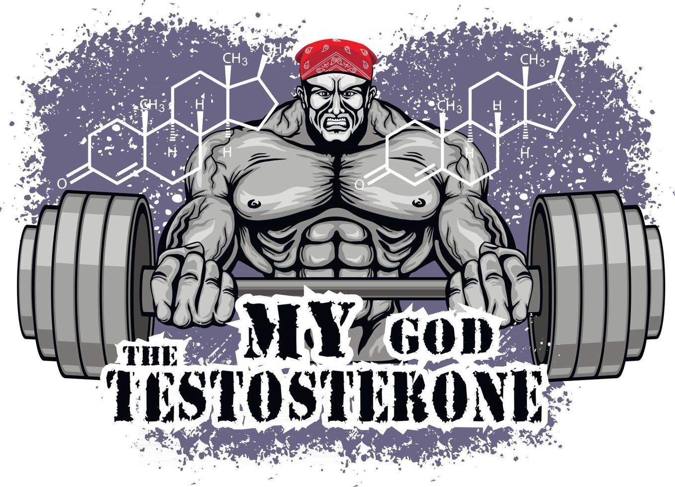 motivierendes T-Shirt-Design mit Bodybuilder vektor