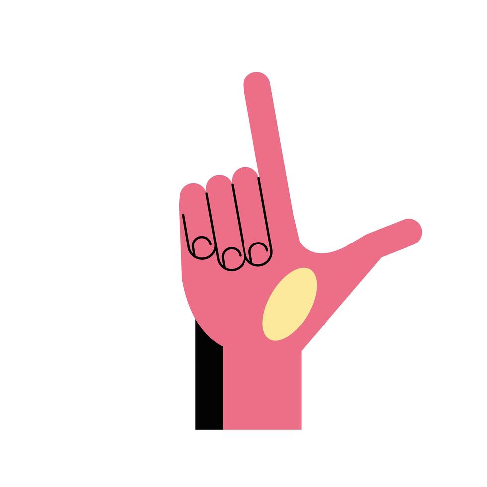 hand teckenspråk l linje och fyll stil ikon vektor design