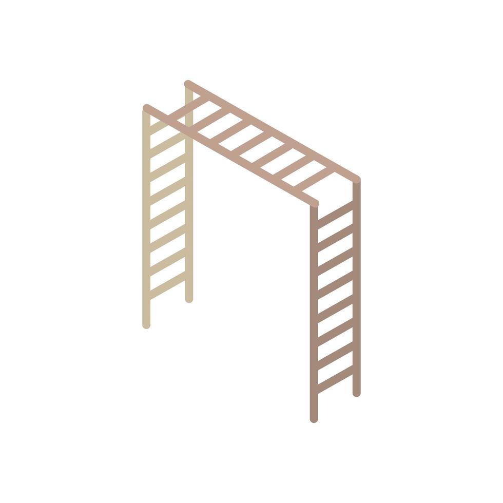 trä barer och trappor park isometrisk stil ikon vektor