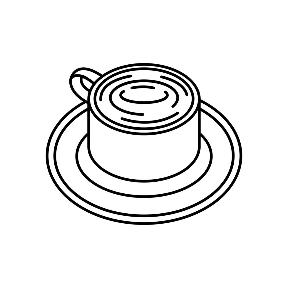 Teebecher auf Tellerlinie Stil Symbol Vektor Design