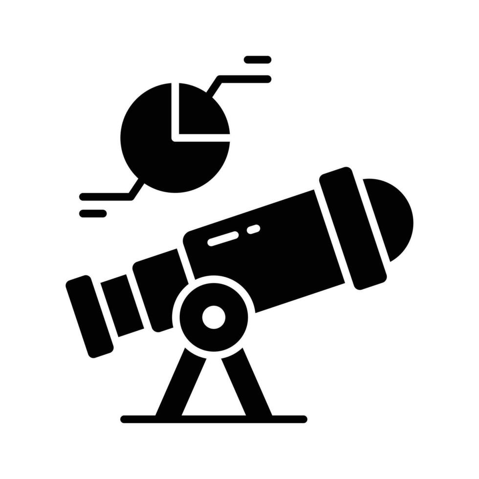 Teleskop mit Kuchen Diagramm zeigen vorausschauend Analyse Konzept Vektor
