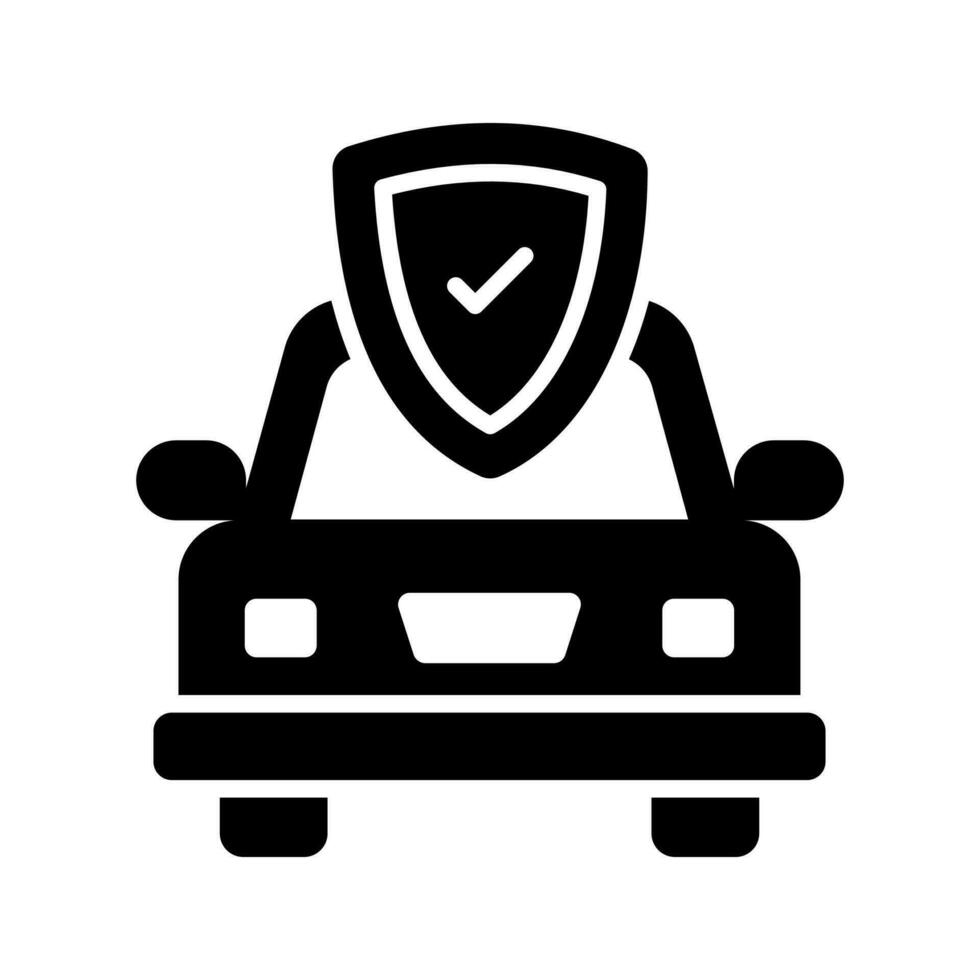 herunterladen Prämie Symbol von Auto Versicherung, Schutz Schild mit Auto, Auto Sicherheit vektor