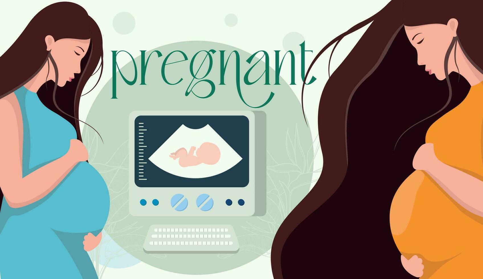 schwanger Mädchen mit Ultraschall Bauch Untersuchung usg vektor