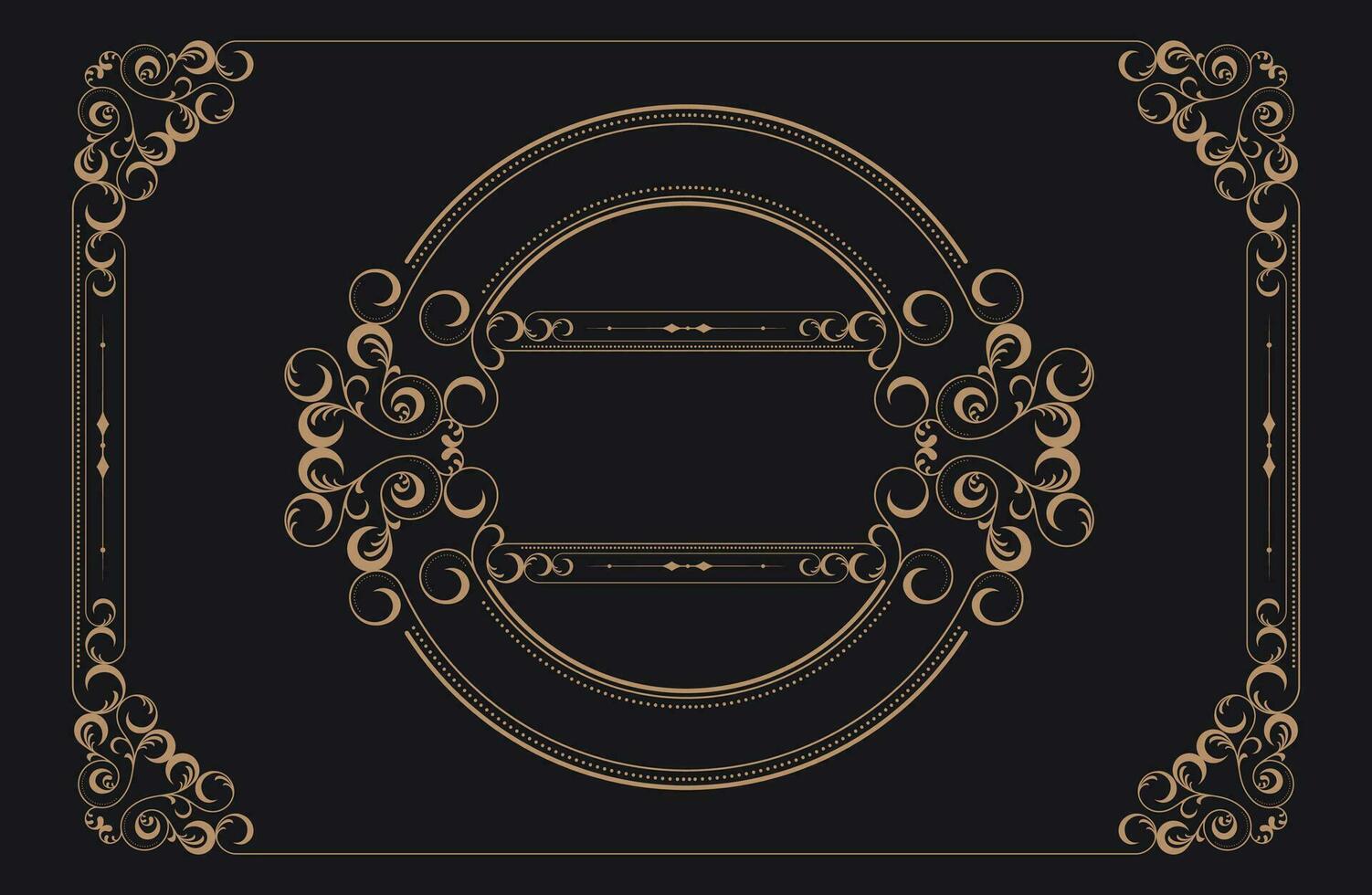 Gold Rand Rahmen einstellen mit Zier Ecke Linien und Ornament Kreise innen, Vektor Rahmen Dekoration Muster Stil. thailändisch Stil gemustert Design Rahmen Rahmen