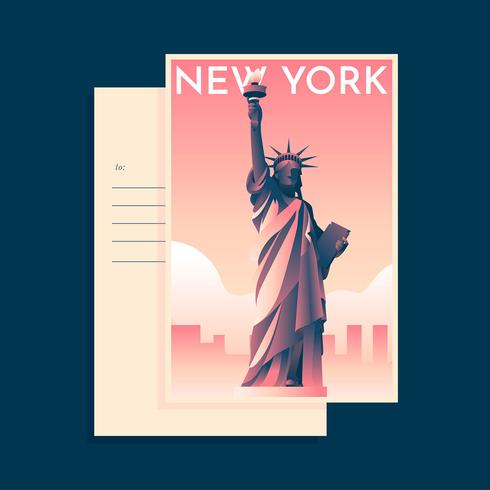 Freiheitsstatue New Yorker Wahrzeichen Postkarte Vorlage vektor