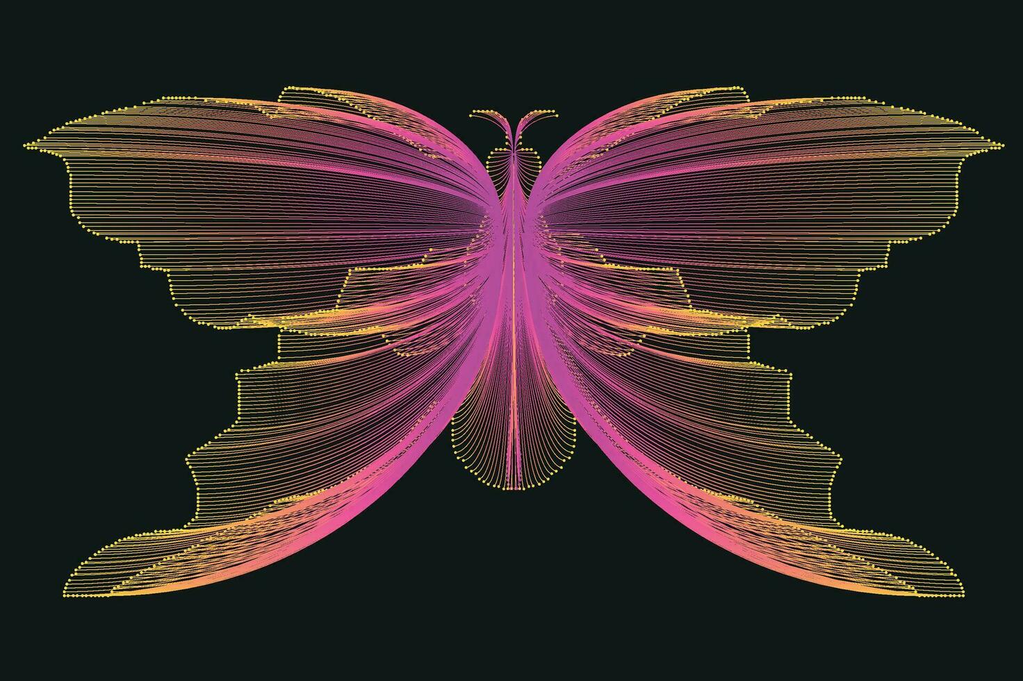lysande neon linje konst lutning vektor design i de form av en fjäril