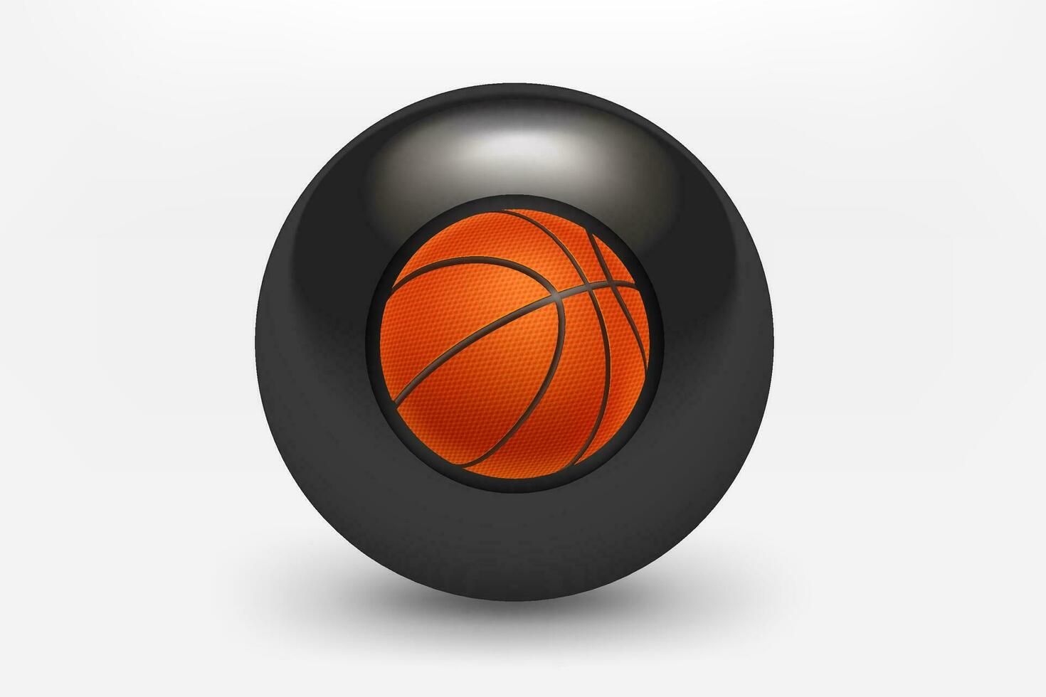 svart sfär med basketboll boll ikon. 3d vektor illustration