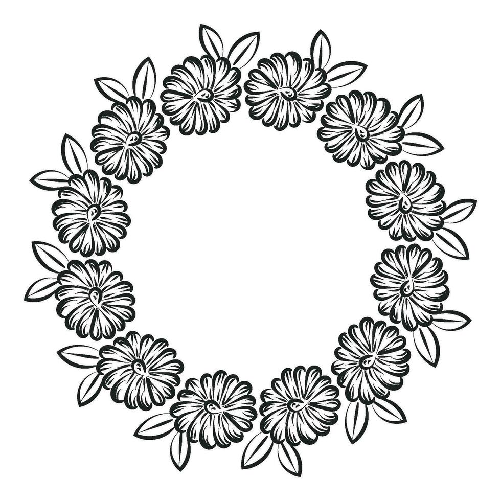 Hand gezeichnet Sonnenblume Rand Design. Blumen- Rand zum drucken oder verwenden wie Poster, Karte, Flyer oder Banner vektor