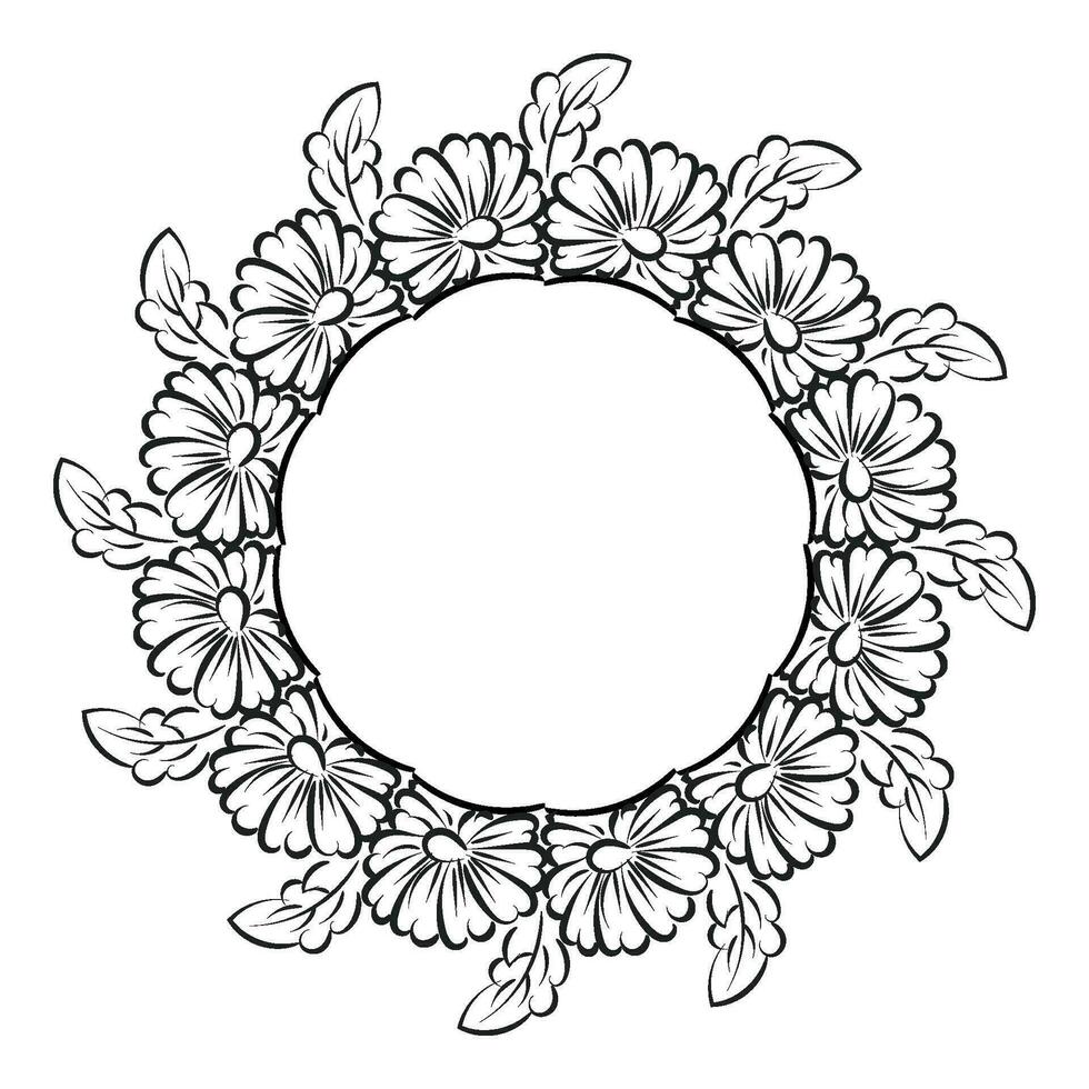 Hand gezeichnet Sonnenblume Rand Design. Blumen- Rand zum drucken oder verwenden wie Poster, Karte, Flyer oder Banner vektor