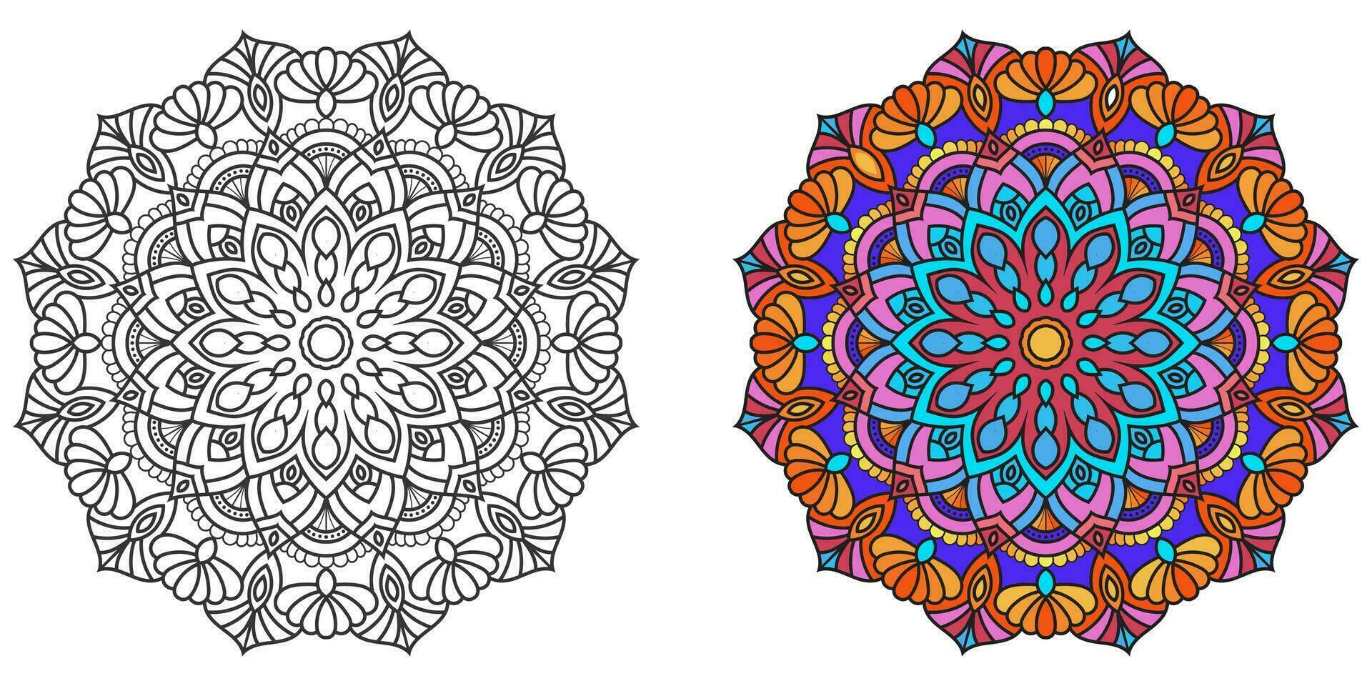 abstrakt Mandala Blumen- Ornament, bunt modern Mandala Design ,Mandala Linie Illustration vektor