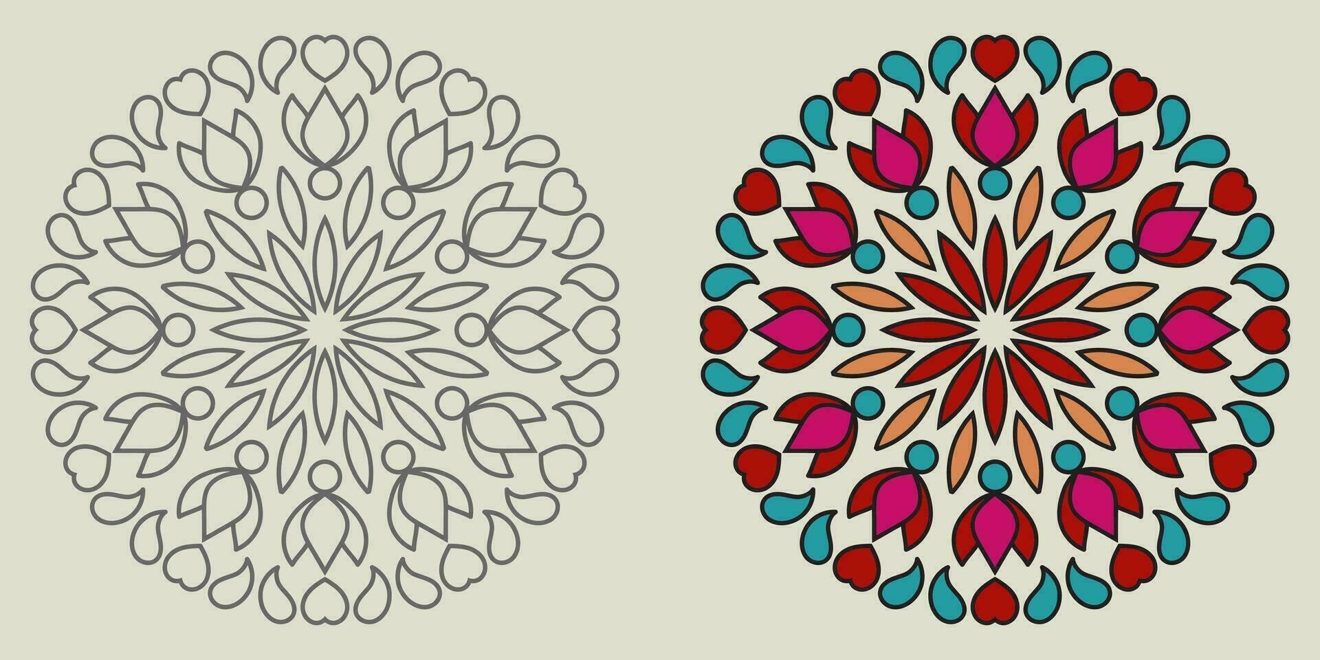 abstrakt Mandala Blumen- Ornament, bunt modern Mandala Design ,Mandala Linie Illustration vektor