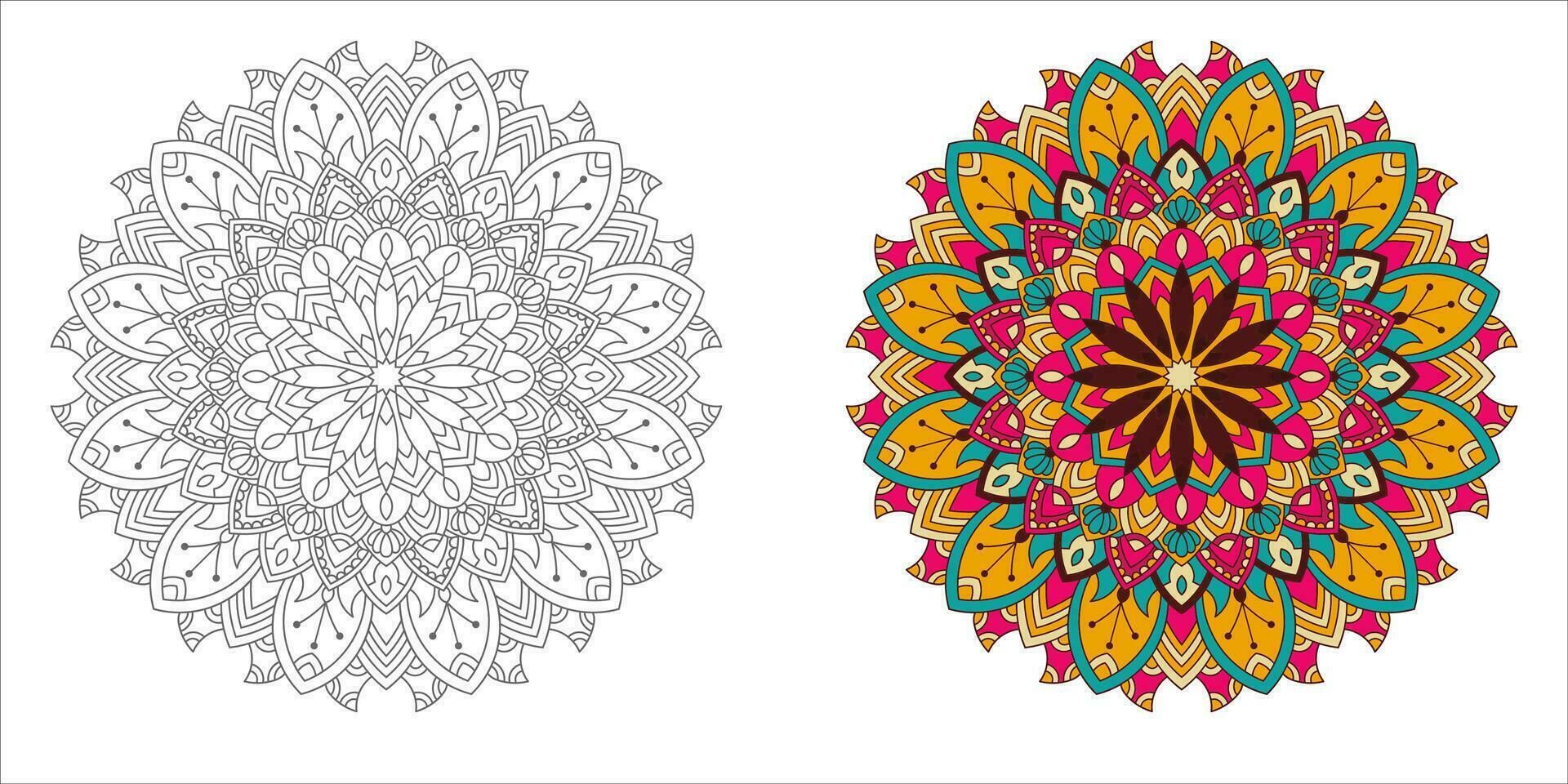 abstrakt mandala blommig prydnad, färgglad mordern mandala design ,mandala linje illustration vektor