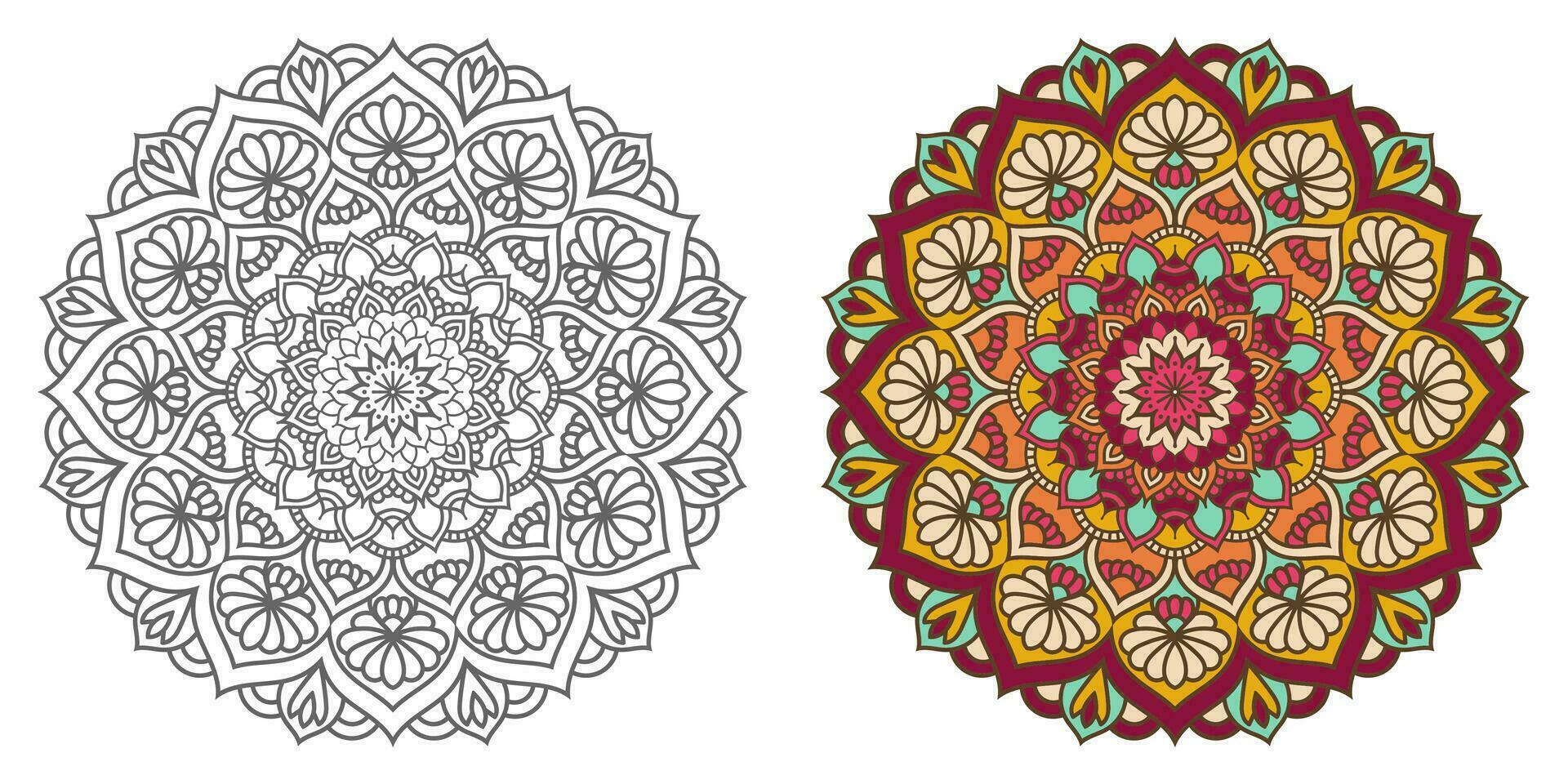 abstrakt Mandala Blumen- Ornament, bunt modern Mandala Design ,Mandala Linie Illustration vektor