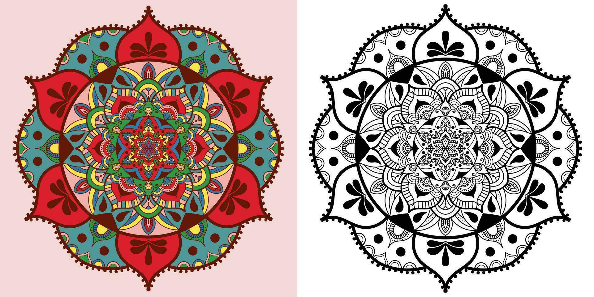 abstrakt Mandala Blumen- Ornament, bunt moderner Mandala Design ,Mandala Linie Illustration vektor