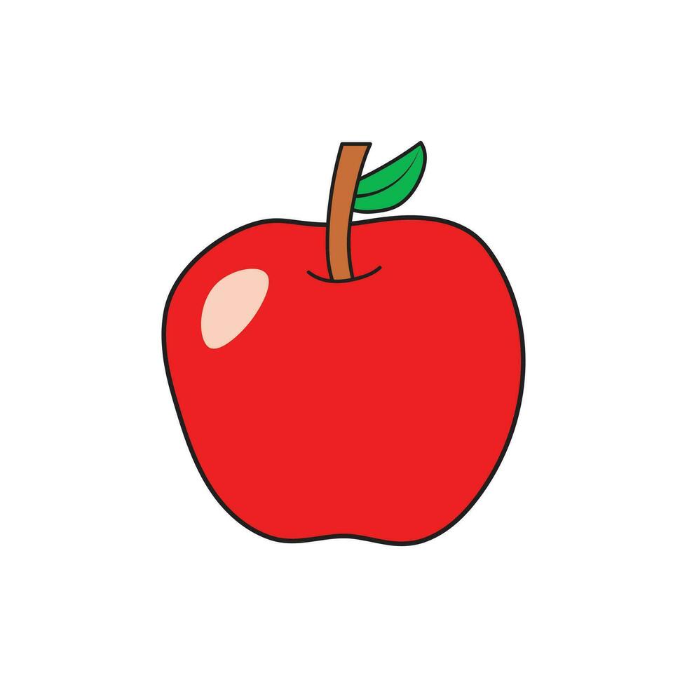Kinder Zeichnung Karikatur Vektor Illustration Apfel Obst Symbol isoliert auf Weiß Hintergrund