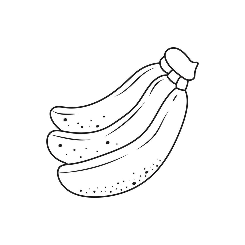 hand dragen barn teckning tecknad serie vektor illustration tre mogen bananer frukt ikon isolerat på vit bakgrund