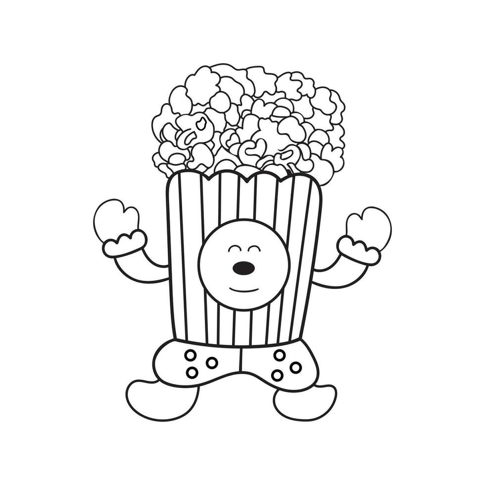 Kinder Zeichnung Karikatur Vektor Illustration komisch Popcorn Clown isoliert auf Weiß Hintergrund