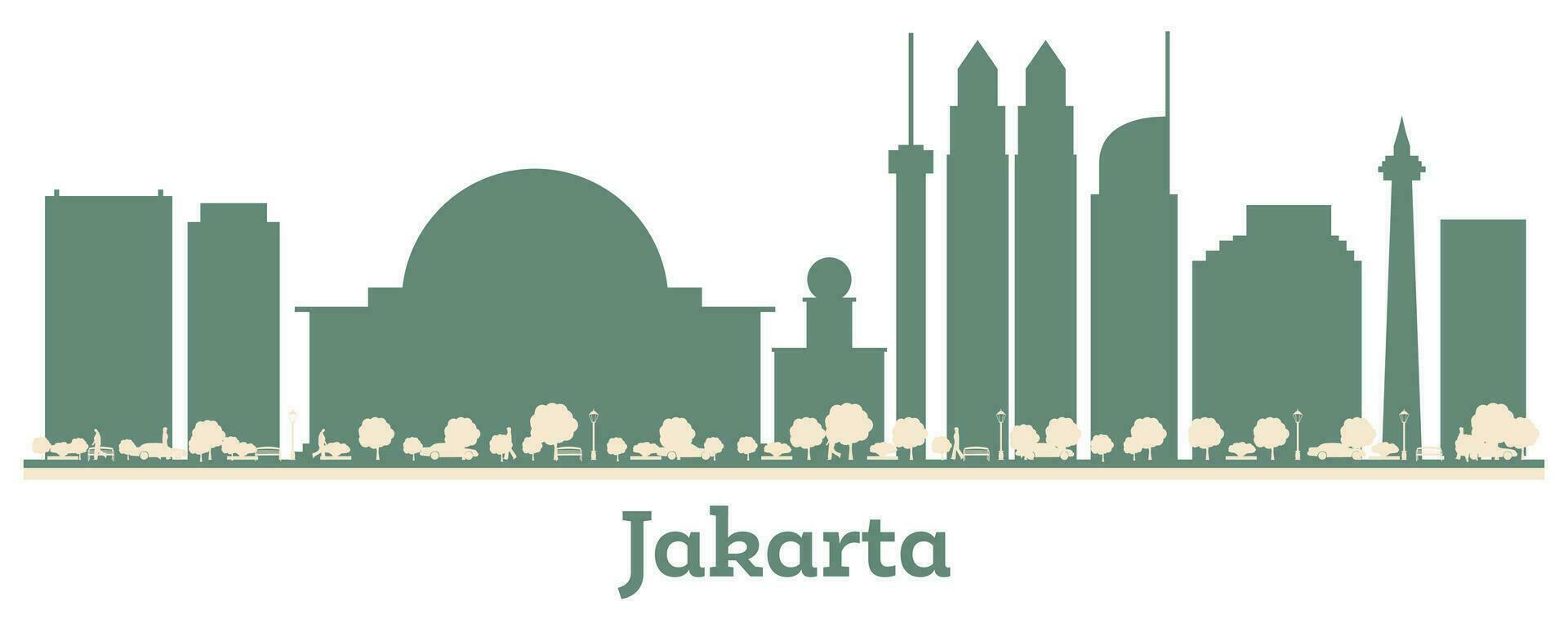 abstrakt Jakarta Indonesien Stadt Horizont mit Farbe Gebäude. Geschäft Reise und Tourismus Konzept mit historisch Gebäude. vektor