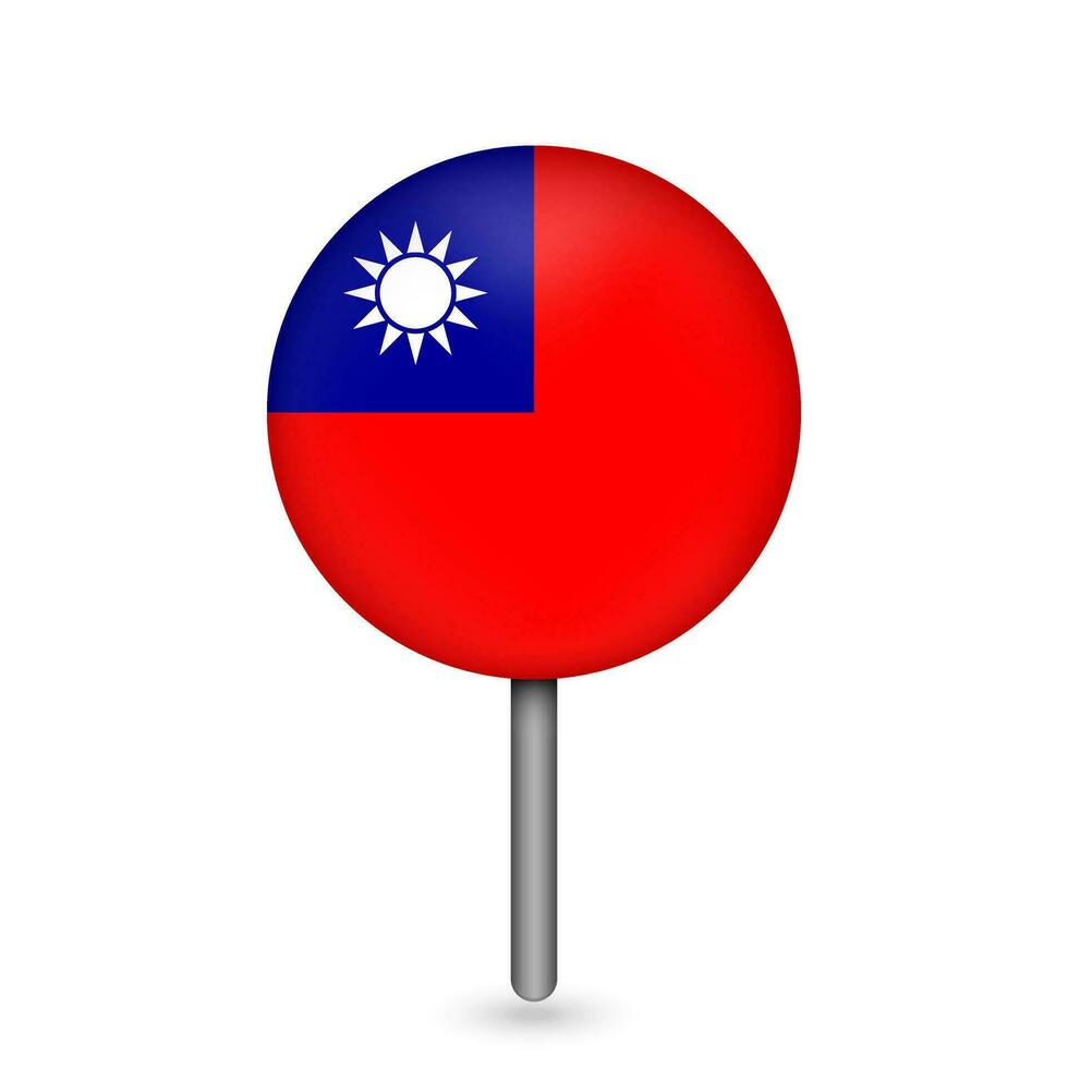 Kartenzeiger mit Land Taiwan. Taiwan-Flagge. Vektor-Illustration. vektor