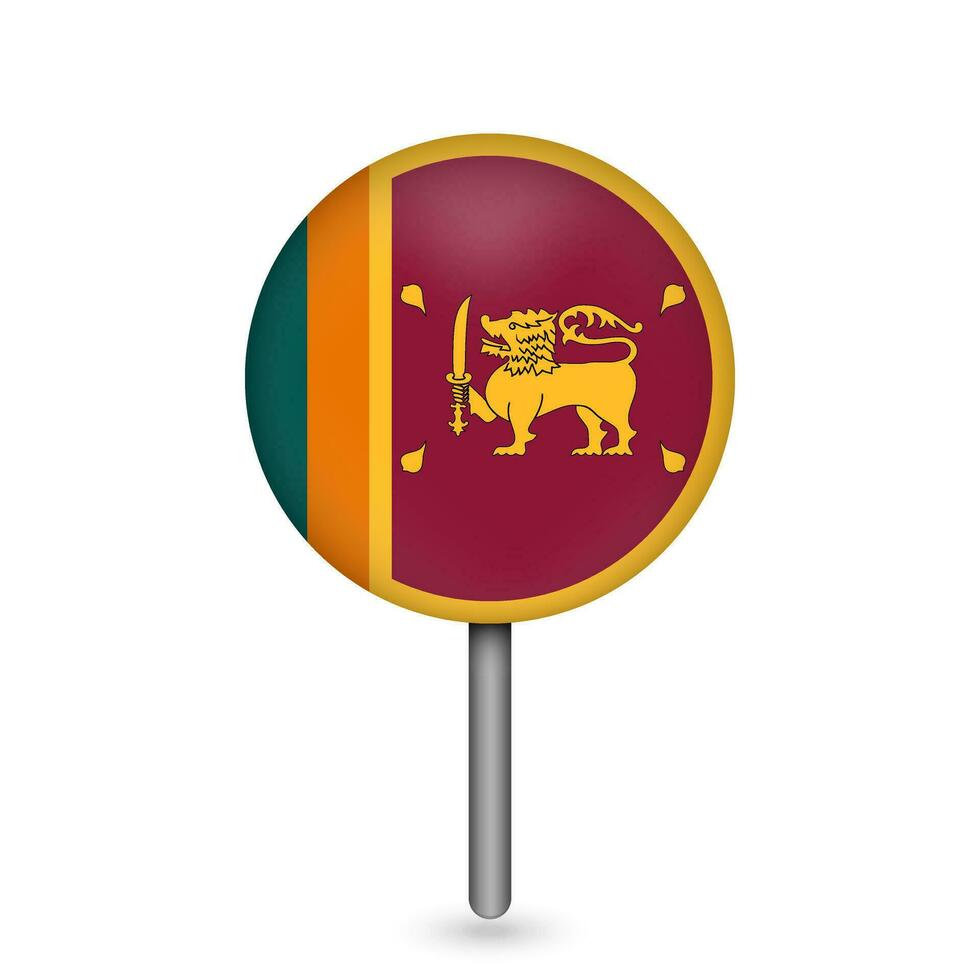 Kartenzeiger mit Land Sri Lanka. Sri-Lanka-Flagge. Vektor-Illustration. vektor