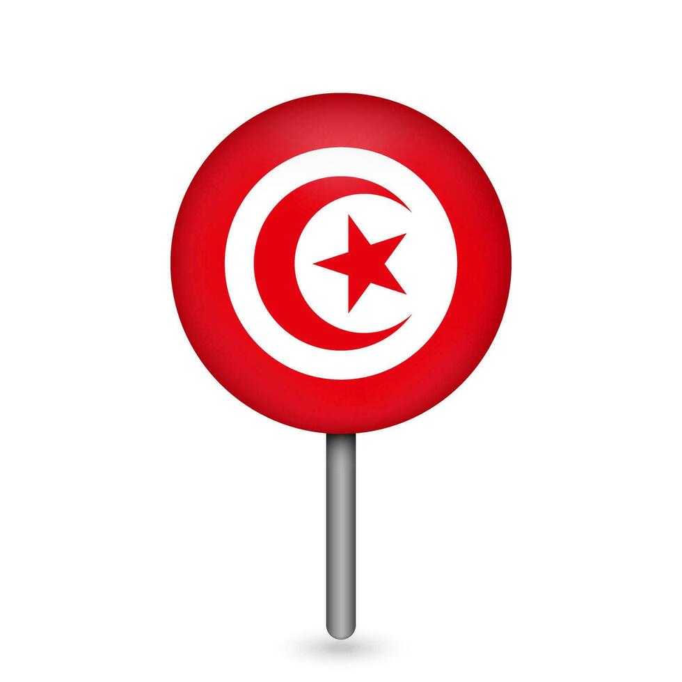 kartpekare med landet tunisien. tunisien flagga. vektor illustration.