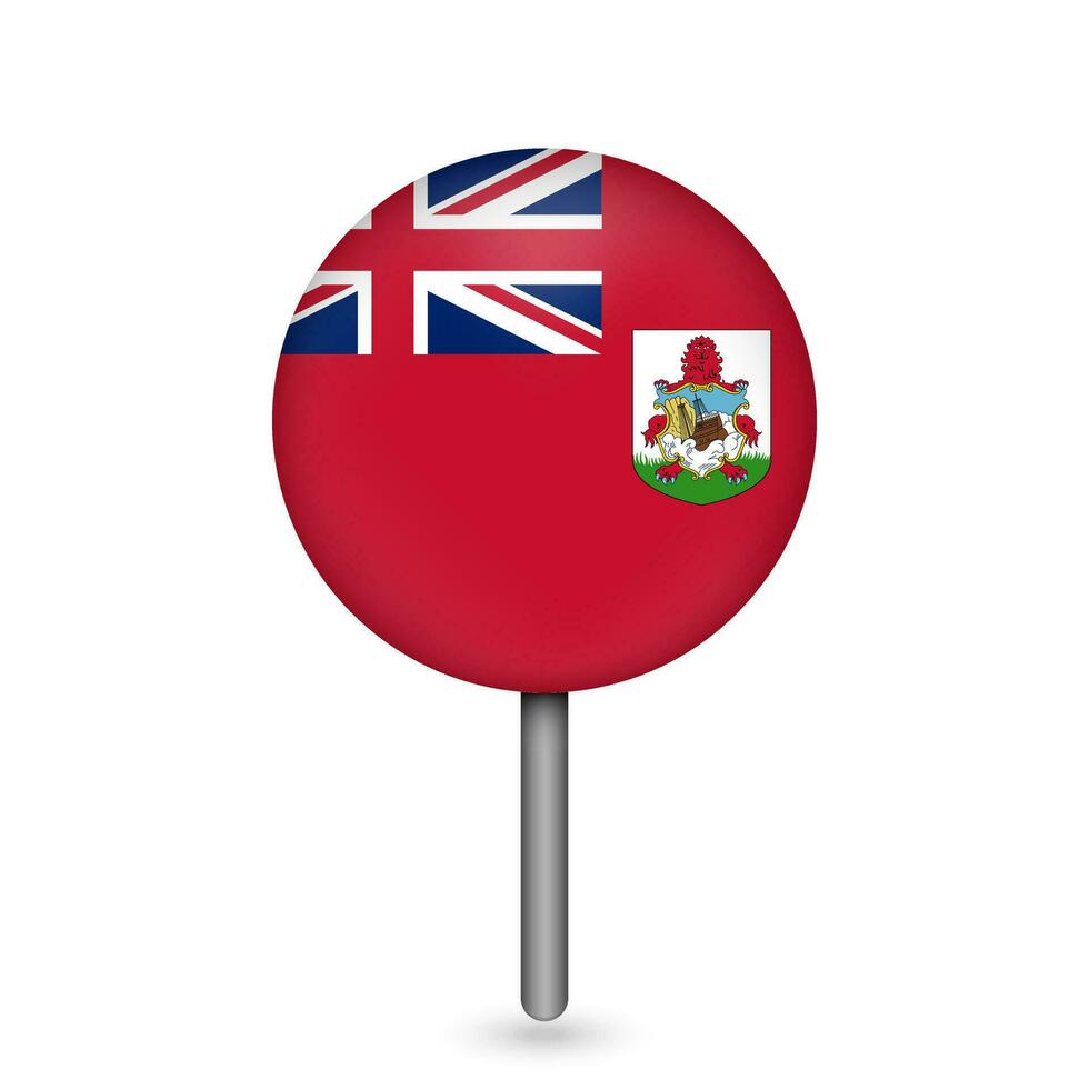 Kartenzeiger mit Land Bermuda. Bermuda-Flagge. Vektor-Illustration. vektor