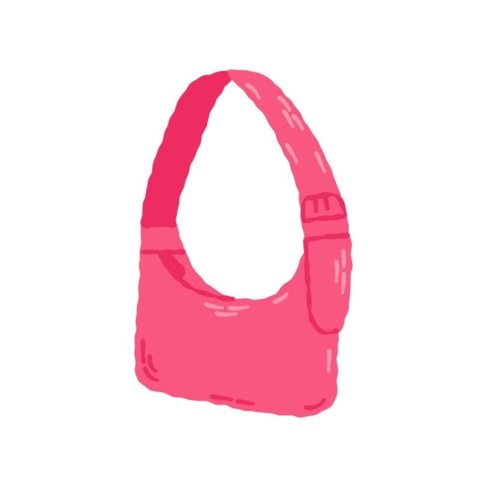 små rosa mode handväska 00-talet, 2000-talet. hand dragen platt tecknad serie element. vektor illustration