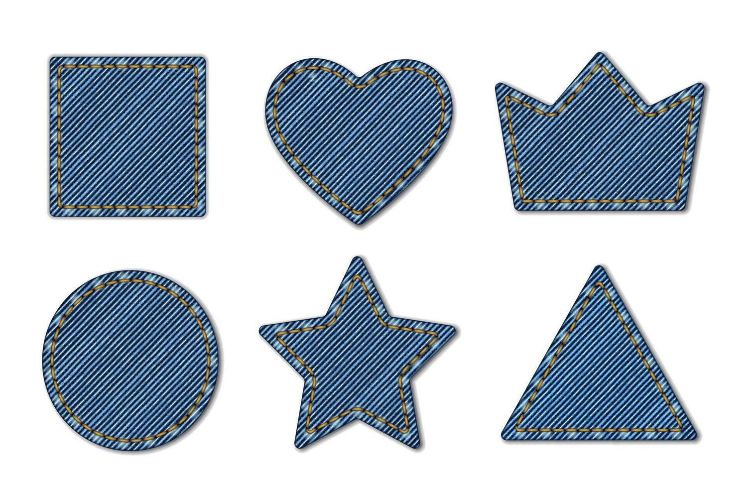 Denim Textur Form, Jeans Patches von Blau Stoff vektor